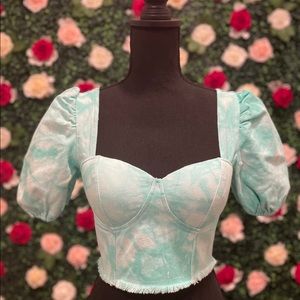NEW Mint Denim Tie Dye Crop Top